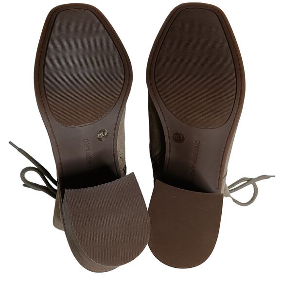 Lucky Brand Wadil Stone Taupe Suede Leather Lace up Combat Ankle Boots Booties - Picture 4 of 11